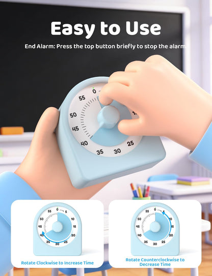 LIORQUE Visual Timer for Kids with Pause Function,Timer for Kids and Adults, Protective Case, Silent Time Management Tool, 60-Minute Countdown for Classroom, Office, Meetings, Study, Kitchen(Rainbow)