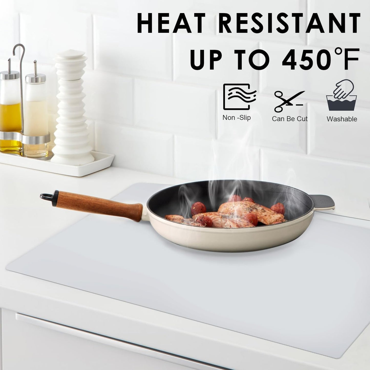 Standard Silicone Mat,Black Baking Mat-Food Grade Kids Dinner Table Placemat Non Slip Counter Mat with Raised Edges Heat Resistant Mat for Air Fryer Nonstick Pastry Dough Mat(1 Pack 23.6'' x 15.7'')