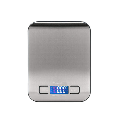 Digital Kitchen Food Scale 11 lb Grams and Ounces Small Stainless Steel Backlit Silver Batteries Included