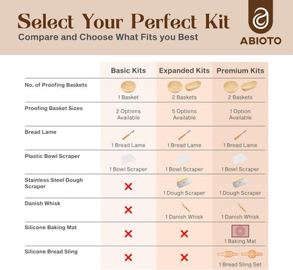 Sourdough Kit with Professional Bread Making Tools - Complete Sourdough Bread Making Kit with 10" Round & 11" Oval Handcrafted Bannetons, Bread Lame, Danish Whisk, Bowl & Dough Scrapers (14-Piece Kit)