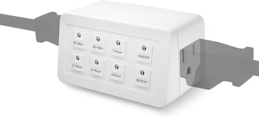 BN-LINK 12 Hour Indoor Mechanical Accurate Countdown Timer, 3-Prong Grounded Outlet, 15 Minute Increments, Energy Saving for Kitchen, Phone Charger, Lamps, Holiday Decoration 1875W, 1/2 HP, ETL Listed