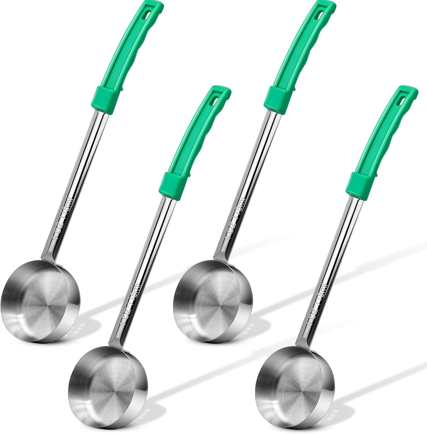 4 Ounce Solid Stainless Steel Portion Control Ladle Spoon - 4Pcs Pizza Sauce Serving Spoons Portion Ladle for Sauces, Perfect for Weight Watchers, Buffets, Parties