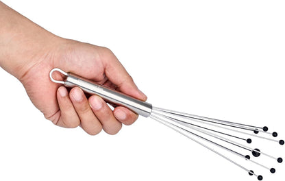 Restaurantware 10.5 in Stainless Steel Ball Whisk - German Standard Egg Beater with Ergonomic Handle, Dishwasher Safe - Manual Mixer Cooking Whisk for Baking, Stirring, Sauces, Beating