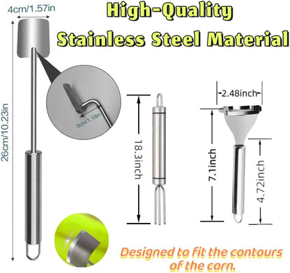 Corn Peeler 2PCS Stainless Steel Corn Peeler and Stripper Tool Set 2026 Corn Planer Cutter Thresher Scraper,Peel Corn Cob Separator Quick