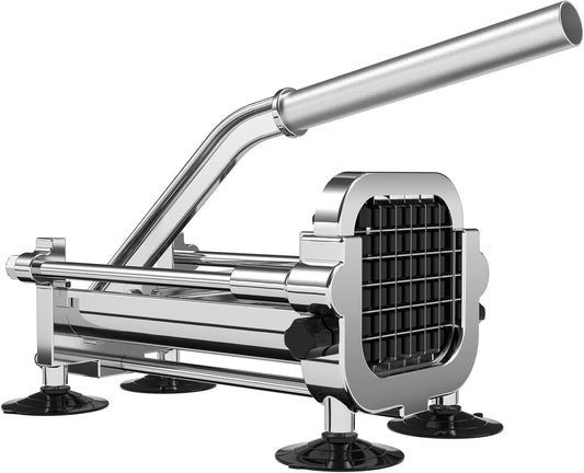 French Fry Cutter, Stainless Steel Potato Cutter with 1/2 Inch, 3/8 Inch and 1/4 Inch Blades (Manual Cutter, 1/2 '' & 3/8 '' & 1/4 '' Blade)