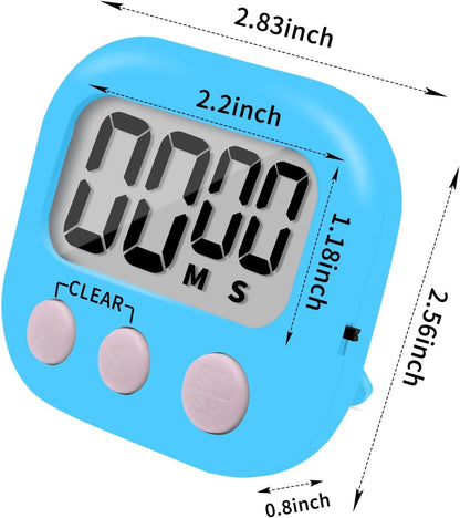 6 Pack Small Digital Kitchen Timer Magnetic Back and ON/Off Switch,Minute Second Count Up Countdown (Red)