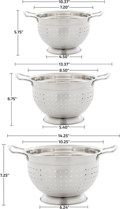 OVENTE Mixing Bowl Set with Lids, 3-Piece Stainless Steel Nesting Bowls for Easy Food Storage, Stackable Design, Kitchen Essential for Baking, Cooking and Prepping, Size 5, 3.5, 1.5QT, Silver BM46333S