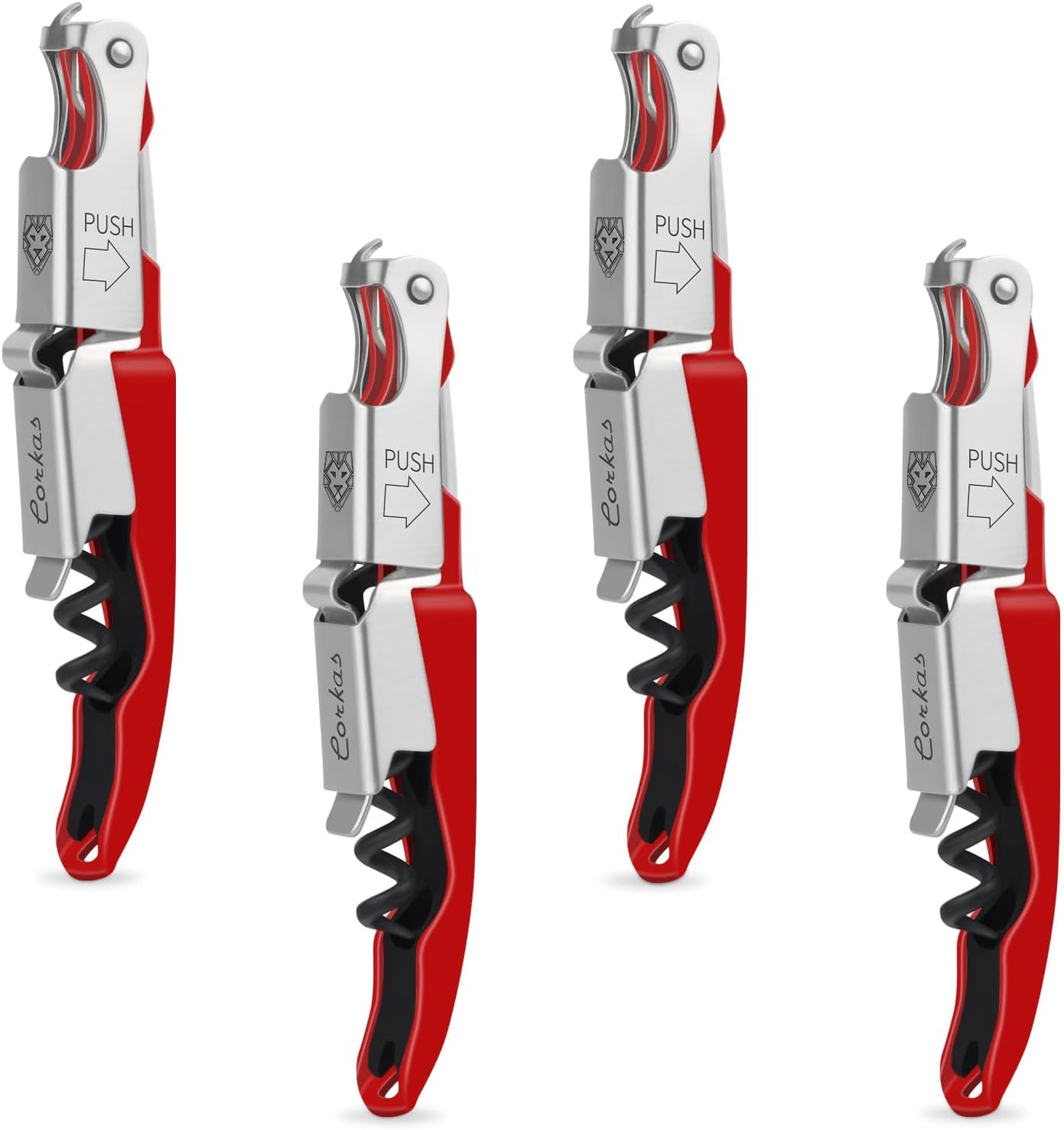CORKAS Wine Key - Professional Handcrafted Heavy Duty Waiter Corkscrew, Compact Wine Opener with Double Hinged, Foil Cutter and Bottle Opener, Gifts for Servers, Sommelier, Bartenders - Red
