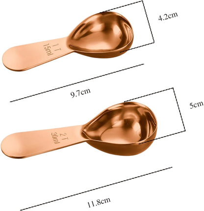 2Pcs Stainless Steel Coffee Scoop,1TBSP&2TBSP(15ML&30ML) Tablespoon Measuring spoon,Black