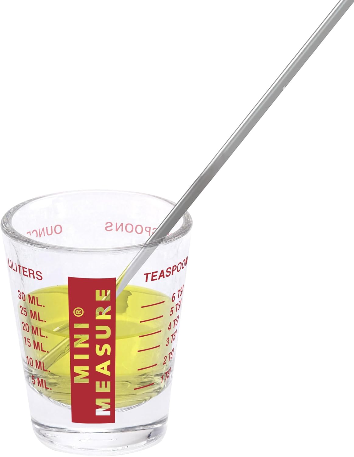 Kolder Mini Measure Heavy Glass, 20-Incremental Measurements Multi-Purpose Liquid and Dry Measuring Shot Glass, White