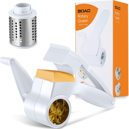 Boao Rotary Cheese Grater Manual Handheld Cheese Grater with Stainless Steel Drum for Grating Hard Chocolate Nuts Kitchen Tool Christmas favors(Gray Green)