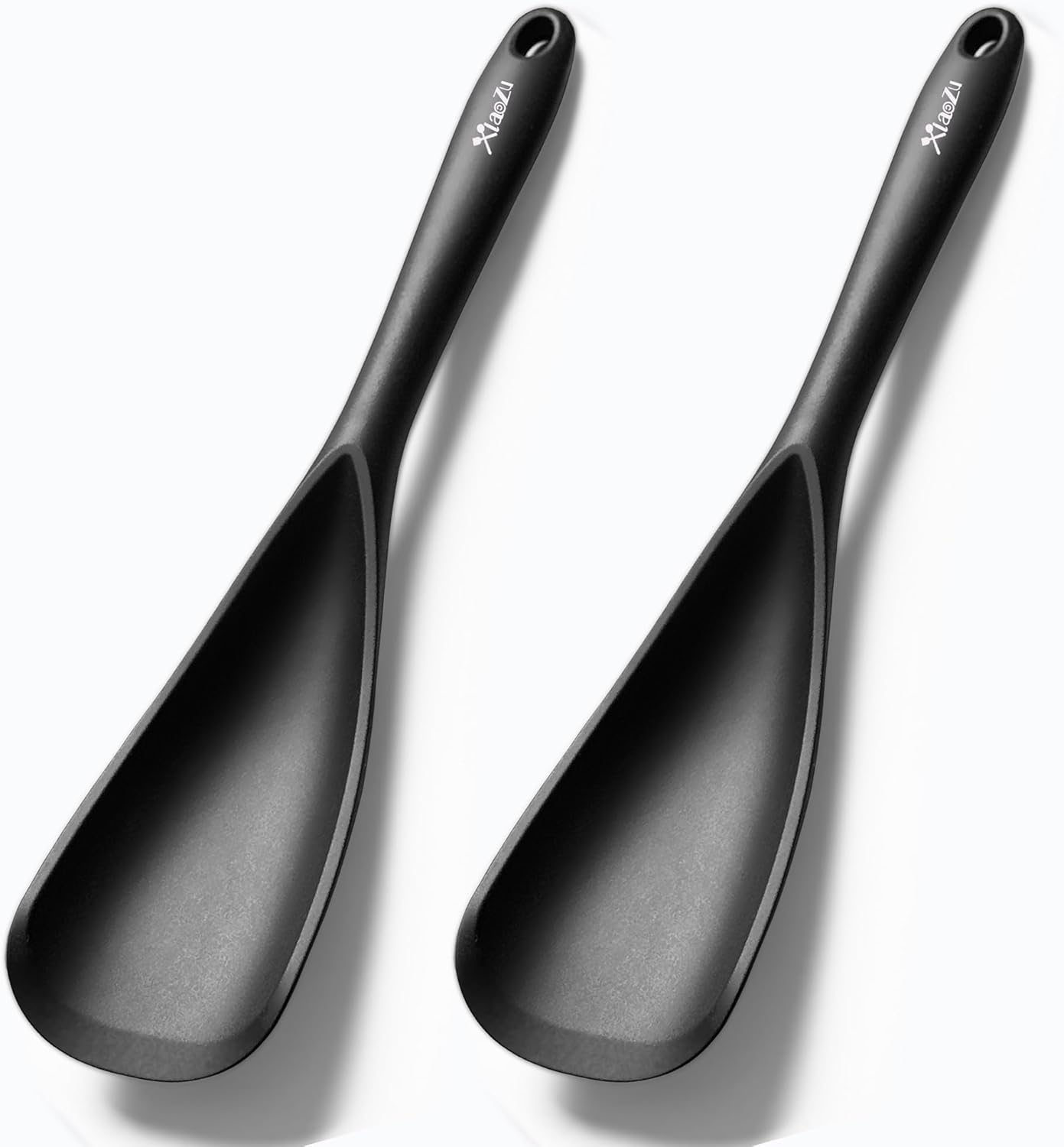 Silicone Spatula Spoon, Great for Both Cooking and Serving Durable BPA-Free Matte Black Silicone, Seamless Design, Safe for Nonstick Cooking Surfaces, 2-Pcs, Gray