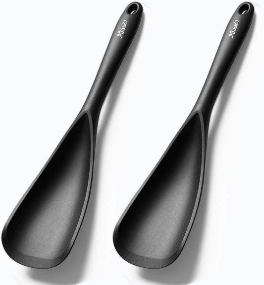 Silicone Spatula Spoon, Great for Both Cooking and Serving Durable BPA-Free Matte Black Silicone, Seamless Design, Safe for Nonstick Cooking Surfaces, 2-Pcs, Gray