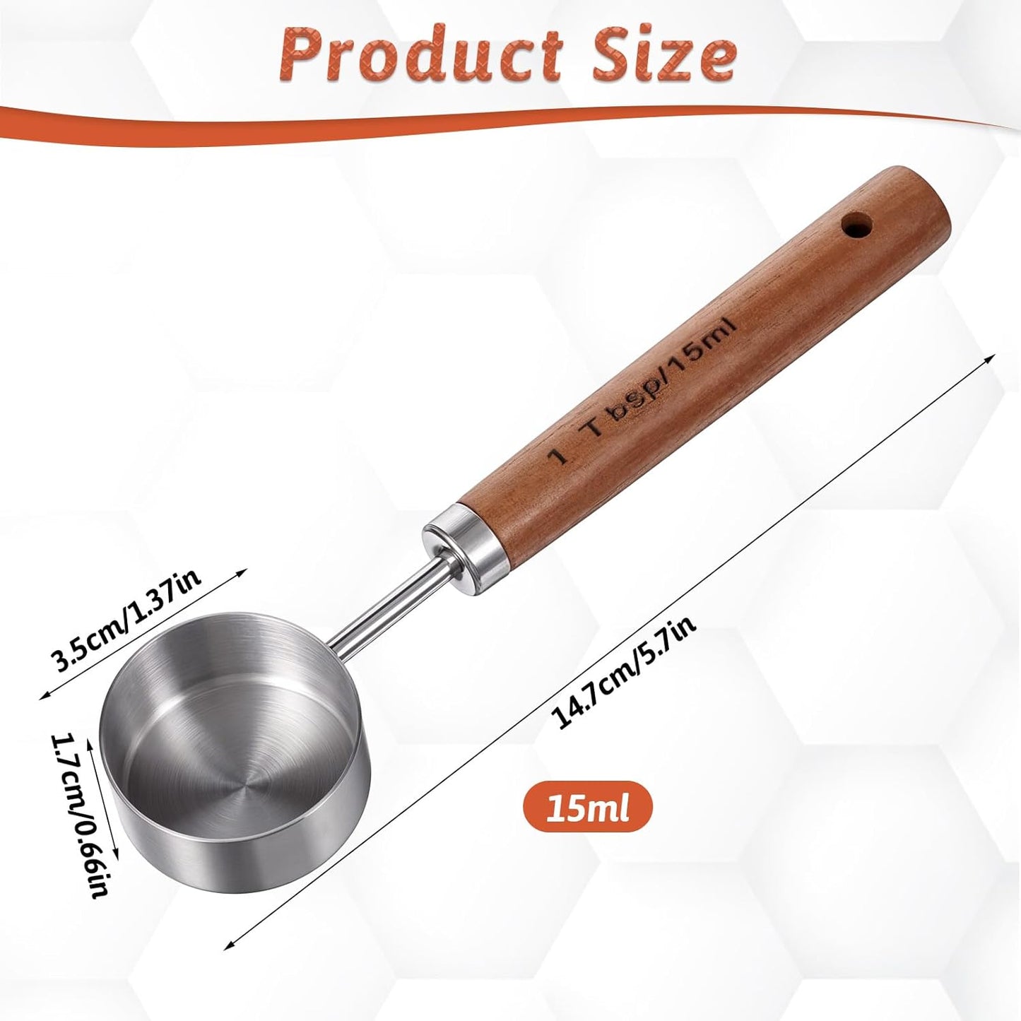 Coffee Measuring Spoon, Vintage Coffee Measuring Scoop 1 Tablespoon 15ml Stainless Steel Coffee-Spoon with Walnut Handle for Ground Coffeebeans Tea and More (Silver)