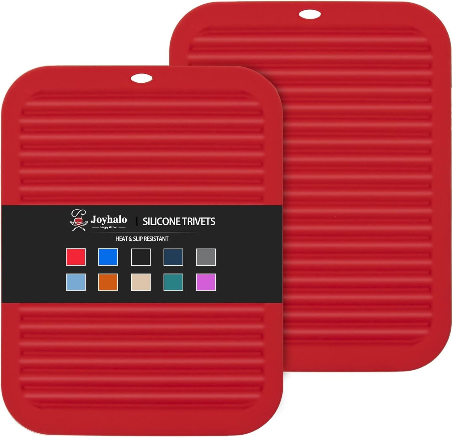 Joyhalo Trivets for Hot Dishes - Hot Pads for Kitchen, Silicone Pot Holders for Hot Pots and Pans, Silicone Mats for Kitchen Countertops, Table, Flexible Easy to Wash and Dry, Grey