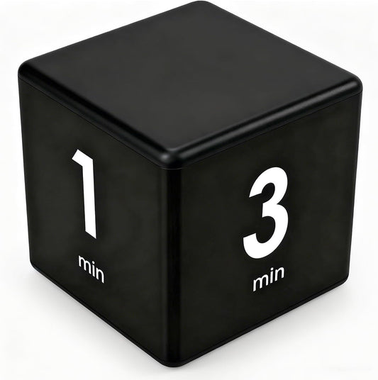 Cube Timer Black,Pretmess Gravity Flip Kitchen Timer for Time Management and Countdown Settings 1-3-5-10 Minutes