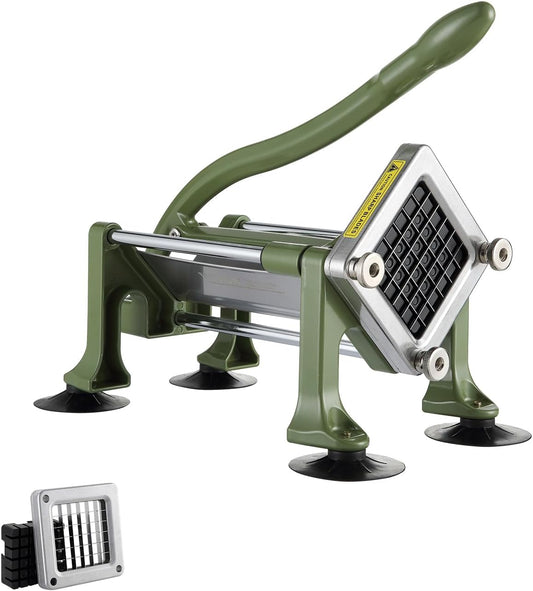 VEVOR French Fry Cutter, Potato Slicer with 1/2-Inch and 3/8-Inch Stainless Steel Blades, Manual Potato Cutter Chopper with Suction Cups, Great for Potato, French Fries, Cucumber, Vegetables, Carrot
