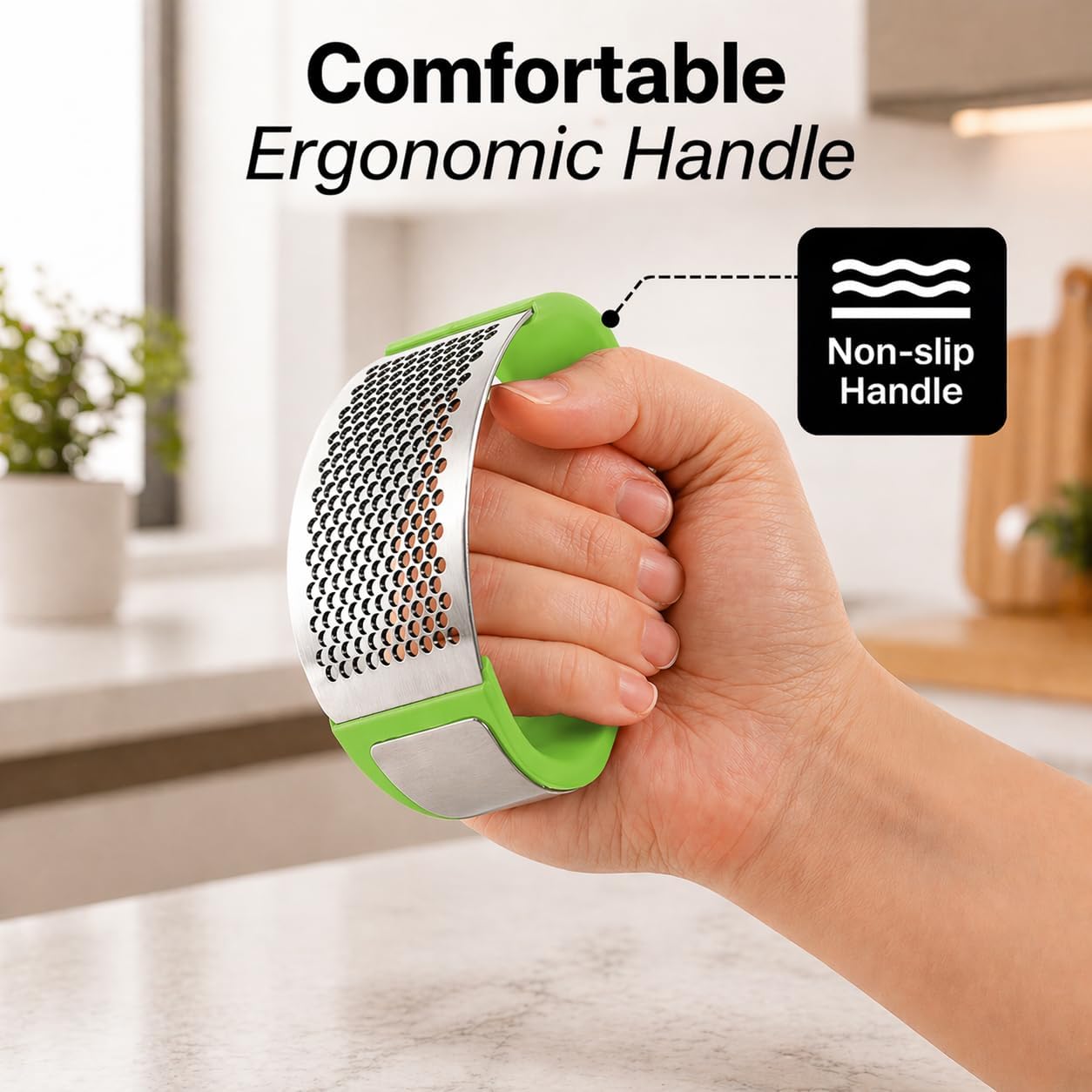 Zulay Kitchen Stainless Steel Garlic Press Rocker Set - Premium Garlic Mincer Garlic Crusher - New Innovative Garlic Crusher with Peeler and Scraper - Comfortable Grip (Black)