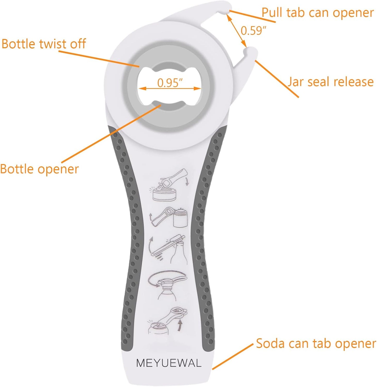 Jar Opener, 5 in 1 Multi Function Can Opener Bottle Opener Kit with Silicone Handle Easy to Use for Children, Elderly and Arthritis Sufferers (Apple Red）