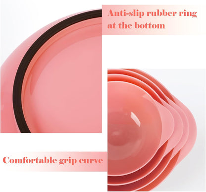 BoxedHome Green Ombre Nesting Plastic Mixing Bowl Set With Pour Spout, Microwave and Dishwasher Safe, BPA free Non-Slip Base, Set of 4 Size 1.7, 2.5, 3.5 and 4.5qt, Great for Prepping, Baking, Cooking
