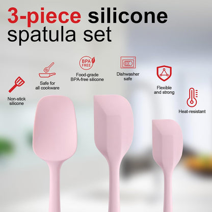 Silicone Spatula Set - Rubber Spatula - 600°F Heat Resistant Baking Spoon & Spatulas(Dark Grey)