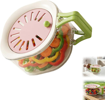 Fruit Vegetable Drain Basket Washing Bowl with Strainer, Multifunctional Produce Washer, Berry Container, Lettuce Keeper for Fridge Refrigerator Kitchen Organization