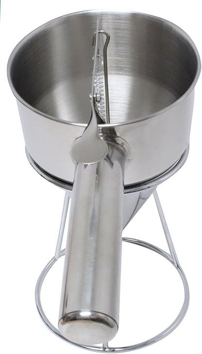 Confectionery Funnel Pancake Batter Dispenser with Stand Rack - 1000 ML Stainless Steel Cupcake Funnel - Pancake Maker Home Kitchen - 4 Cup DIY Baking Tool - (10” x 10.5” x 5.5”)