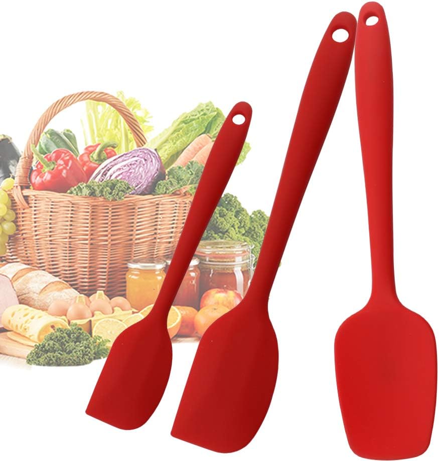 Silicone Spatulas Set of 6, Rubber Spoon Spatula Heat Resistant Spoonula One Piece Design Seamless Spatula Non-Stick Scrapers Baking Mixing Tool (Black)