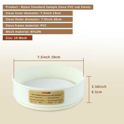 PVC Nylon Lab Sieve 80 Mesh(0.2mm), LVDALAB 7.9Inch(20cm) Diameter Sample Sifter Strainer for Industrial Lab Home