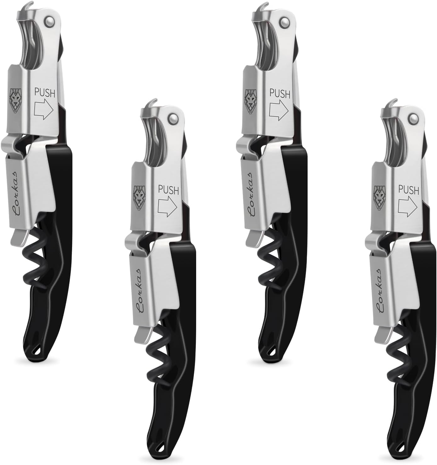 CORKAS Wine Key - Professional Handcrafted Heavy Duty Waiter Corkscrew, Compact Wine Opener with Double Hinged, Foil Cutter and Bottle Opener, Gifts for Servers, Sommelier, Bartenders - Red