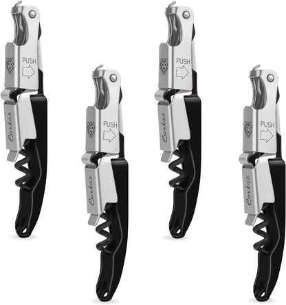 CORKAS Wine Key - Professional Handcrafted Heavy Duty Waiter Corkscrew, Compact Wine Opener with Double Hinged, Foil Cutter and Bottle Opener, Gifts for Servers, Sommelier, Bartenders - Red