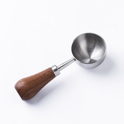 Retro Vintage Stainless Steel Coffee Scoop with Walnut Wood Handle, 10g Espresso Measure, 30ml Water Capacity (1, Gunmetal)