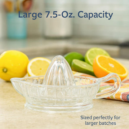 HIC Kitchen Citrus Juicer Reamer With Handle And Pour Spout, Heavyweight Glass, For Fresh Juice, Cooking, And Cocktails