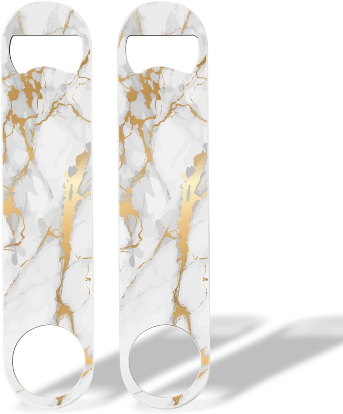 2 PACK Beer Bottle Opener, Stainless Steel Flat Bottle Openers,7 inch Metal Decor,Pink And Gold Marble