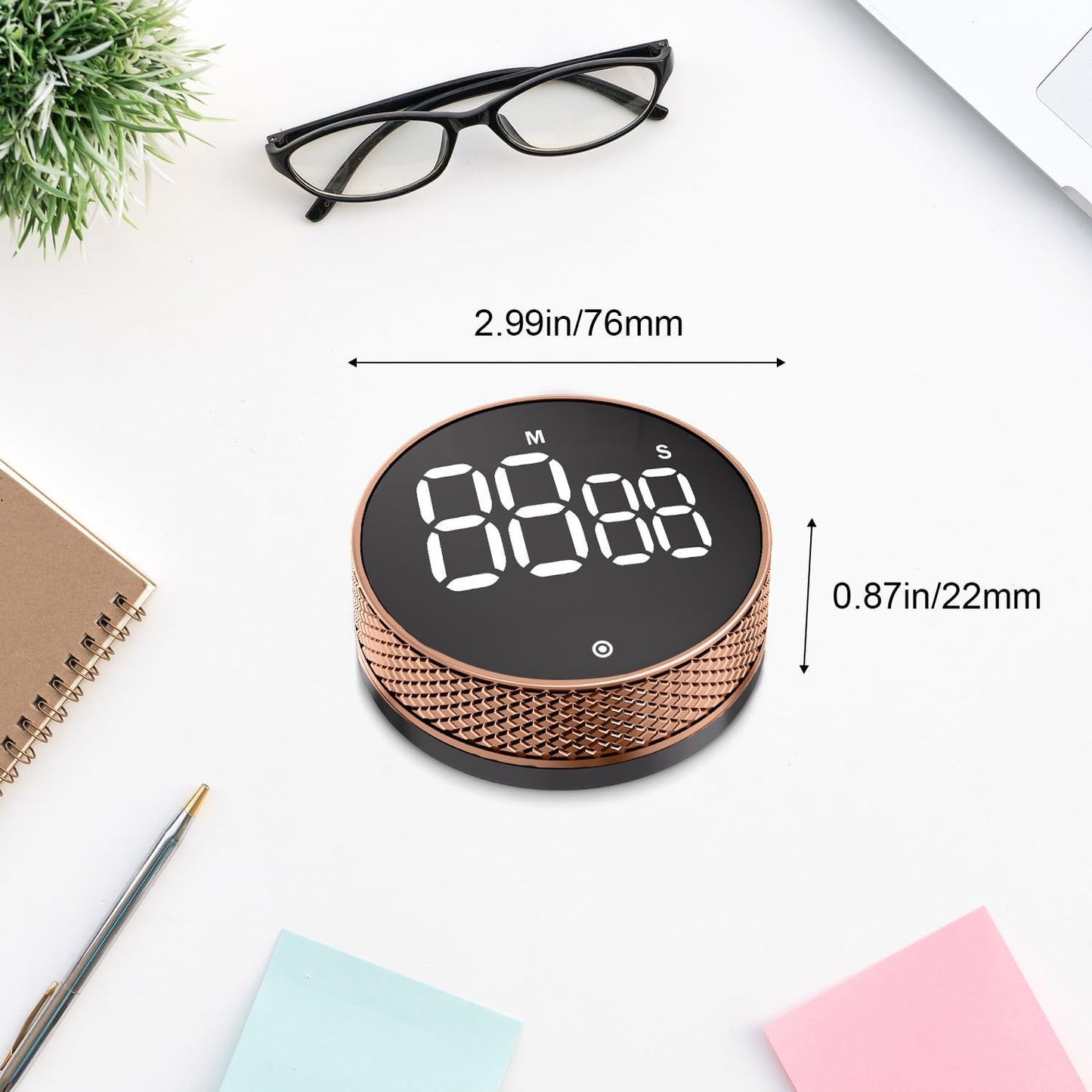 BlueSnail Kitchen Timer with LED Digital Display Smart Efficana for Home Classroom Gym Office, Volume and Brightness Adjustable Productivity Timer (Guncolor)