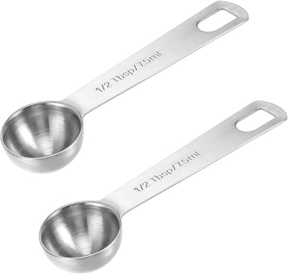 2 Pcs 1 Teaspoon Scoop Measuring Spoon Stainless Steel Teaspoons (5ml) Coffee Scoop and Tablespoon Measuring Spoon Metal Kitchen Gadgets for Cooking and Baking