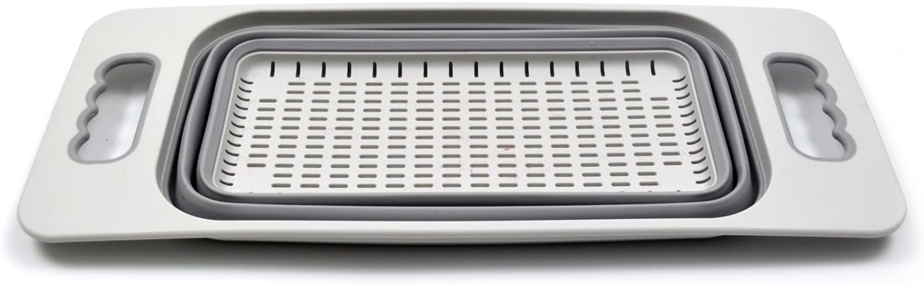 SAMMART Over The Sink Rectangular Colander (Grey)
