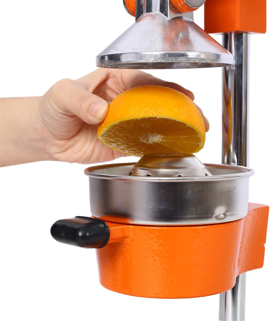 Extra-Large Commercial Grade Cast Iron Citrus Juicer, Heavy Duty Manual Hand Press Countertop Squeezer for Fresh Orange, Grapefruit & Citrus Juice (Orange)