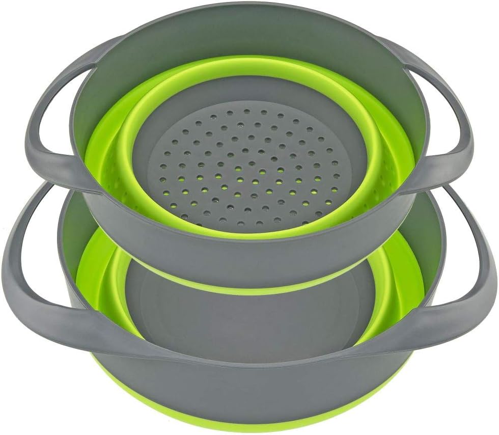 Collapsible Strainer and Bowl Set – Space-Saving Kitchen Colander Pack for Food Prep and Cooking