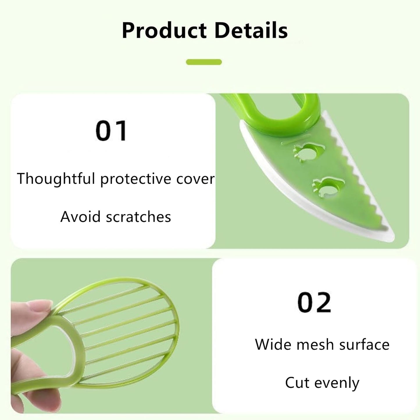 2 Pcs Avocado Slicer Tool Avocado Knife for Mashing Avocados Enucleation Making Guacamole, Green