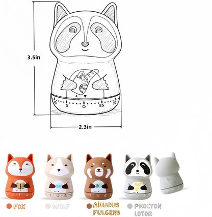 Mechanical Kitchen Timer,Cute,Novelty,60 Minutes Manual Countdown,Kitchen Classroom Learning Cooking (Orange Fox)