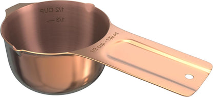 Color Up 2 Cup Measuring Cup, 480ml Stainless Steel Metal, Easy-Pour Spouts, Engraved Markings, Flat Base, Dishwasher Safe, for Dry and Liquid Ingredients