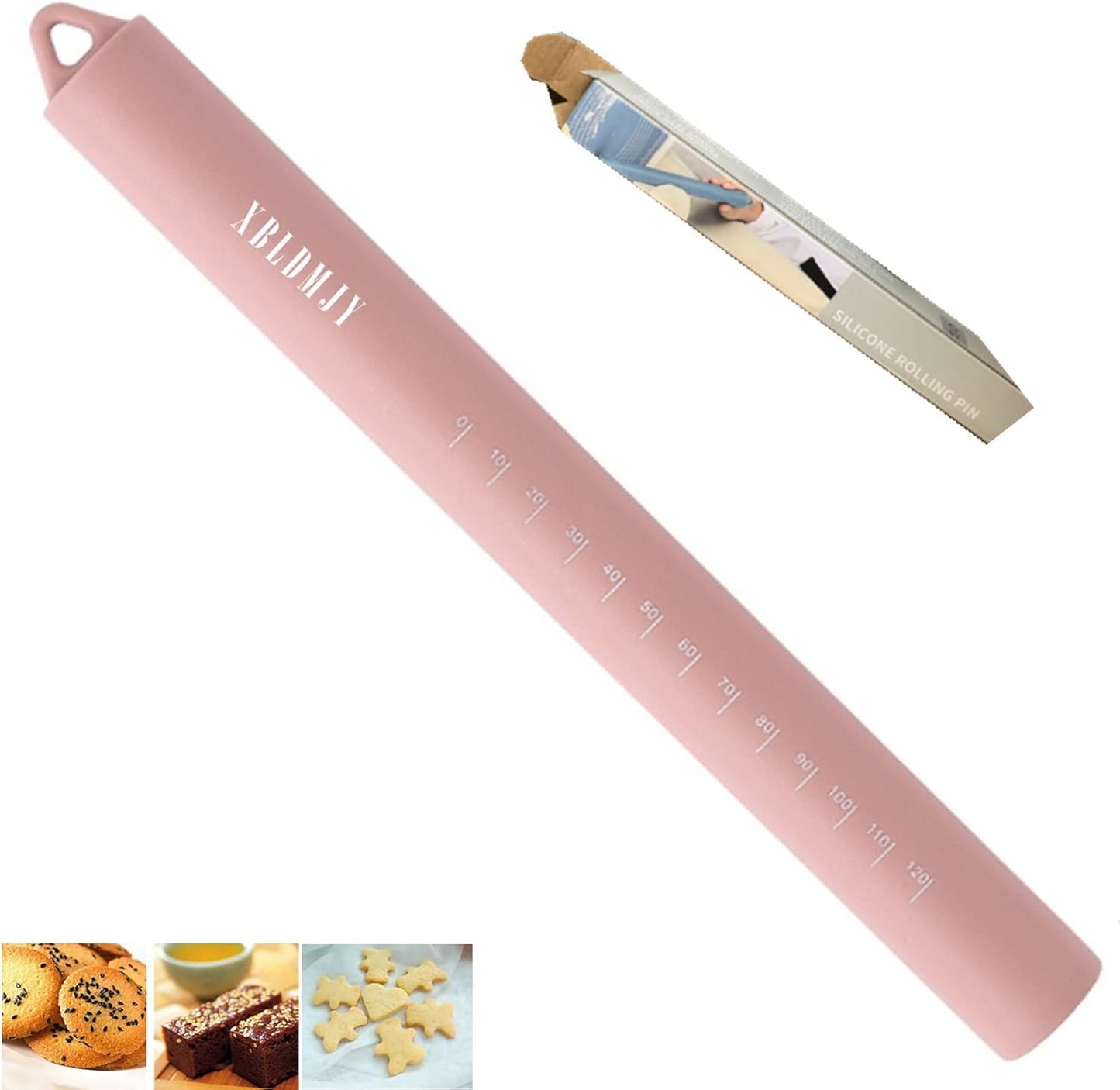 Small stainless Steel Inner Core Silicone Rolling Pin Non-stick Dough Roller (Green)