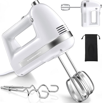 Electric Hand Mixer, Powerful 300W Hand Mixer Electric Handheld with 304 Beaters, Dough Hook,Hand Held Mixer with Turbo for Baking Cakes, Eggs, Cream Food(Black)