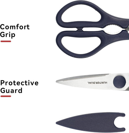 Kitchen Scissors for Food, HUNTER.DUAL Heavy Duty Come Apart Poultry Shears for Cooking, All Purpose for Cutting Chicken, Meat, Fish & Vegetables (Black, 8.26 Inch)