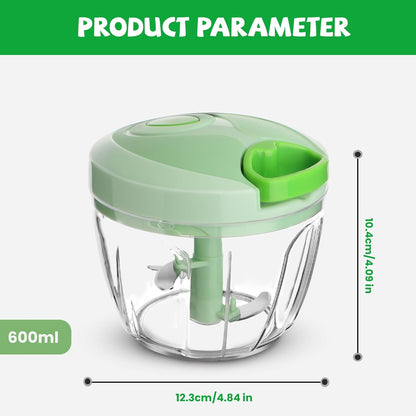 Manual Food Chopper: Hand Pull String Vegetable Chopper for Onion, Garlic, Pepper, Nuts, Tomato, etc.,500ml.