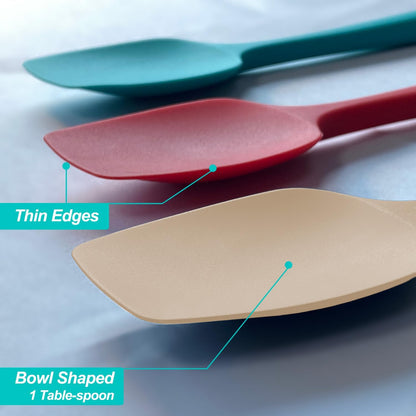 Silicone Spatula Set, High Heat Resistan Rubber Spoon Spatula, Non-Stick Spoonula with Seamless One Piece Design, Flexible Scrapers Baking Mixing Tool,3 Pack, Black
