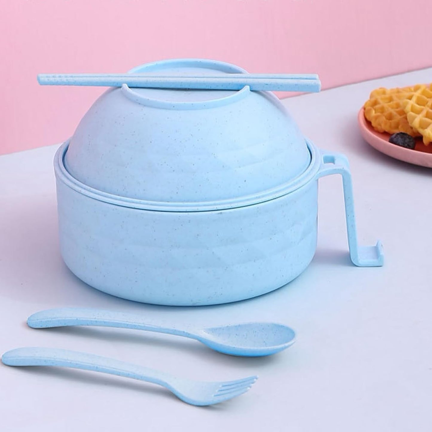 Microwave Ramen Bowl,Microwave Ramen Cooker with Lid,Plastic Mixing Salad Pasta Fruit Rice Cereal Instant Noodles Soup Maker Plate Bowls Set Kitchen College Dorm Room Essentials,Purple