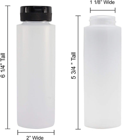 Pinnacle Mercantile Condiment Squeeze Bottles with Flip Top Hinged Black Cap 16 oz Set of 2 (Perfect for Condiments, Sauces, Dressings, BBQ, Ketchup) Made USA
