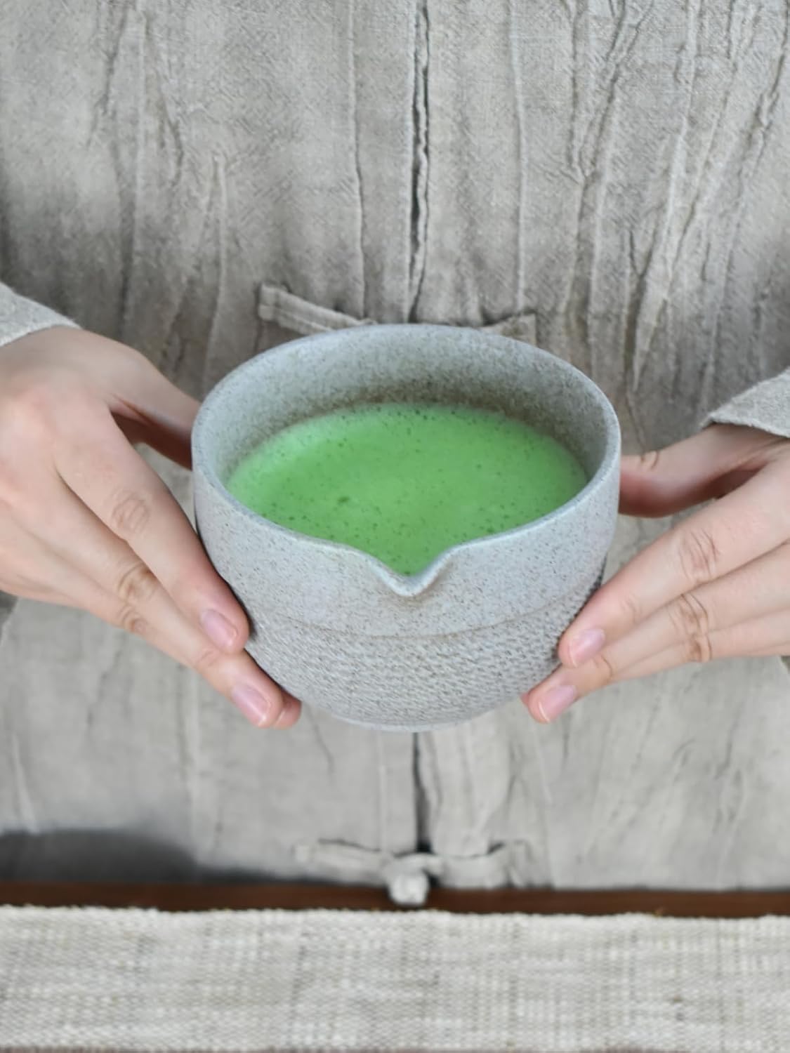 Artcome 4 Pcs Complete Matcha Ceremony Kit - Japanese Bowl With Pouring Spout, Whisk, Holder, Scoop - Tea Set for Making Usucha, Koicha and Latte (Green)